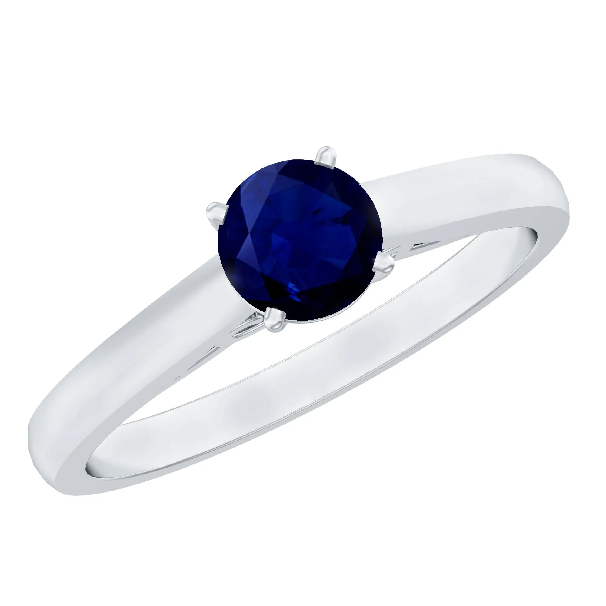 Natural Blue Sapphire Solitaire Ring in Basket Setting