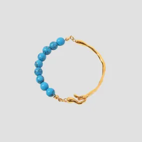 Natural Turquoise Bead 18k Gold Bracelet