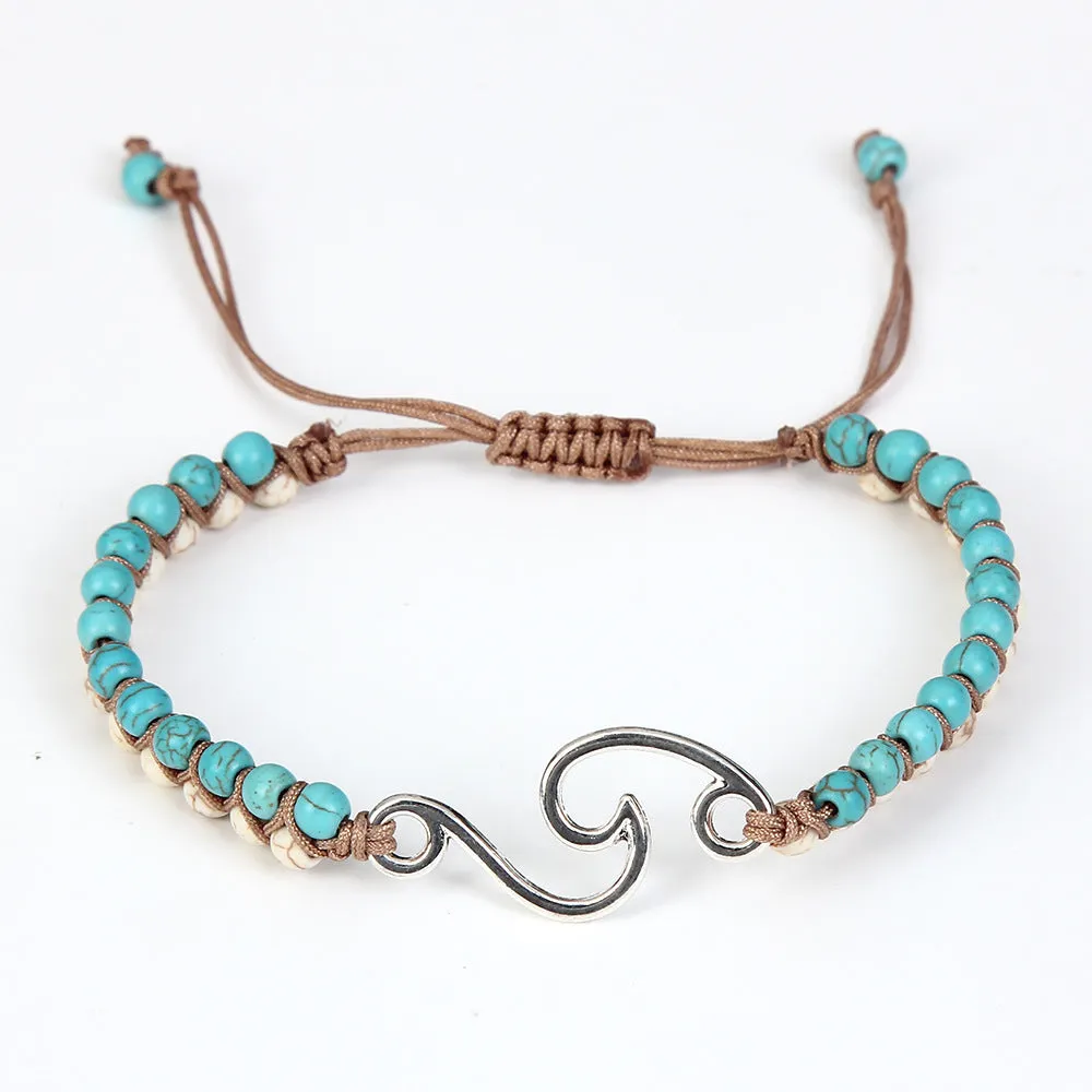 Natural Turquoise Hand Woven Yoga Workout Bracelet