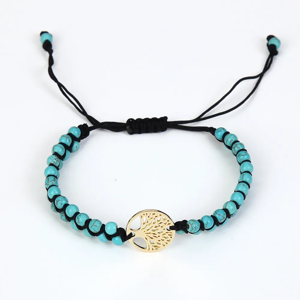 Natural Turquoise Hand Woven Yoga Workout Bracelet