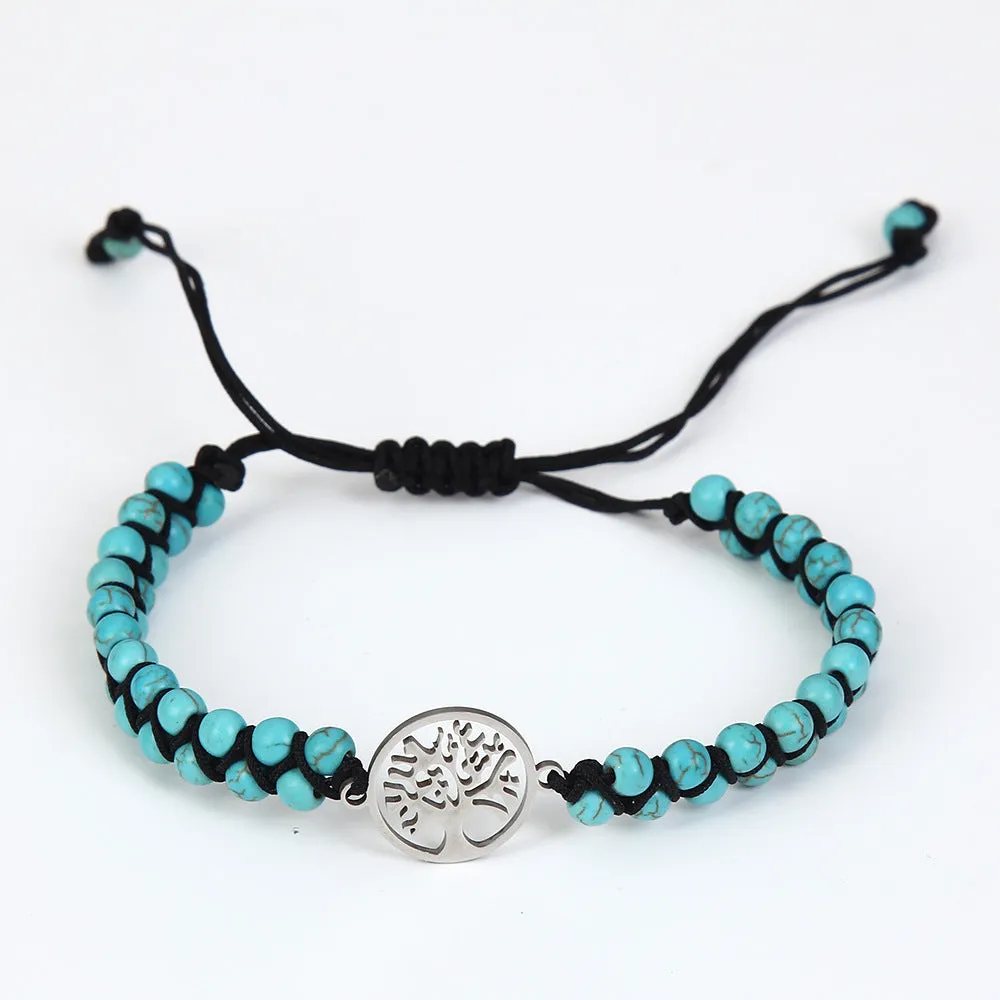 Natural Turquoise Hand Woven Yoga Workout Bracelet