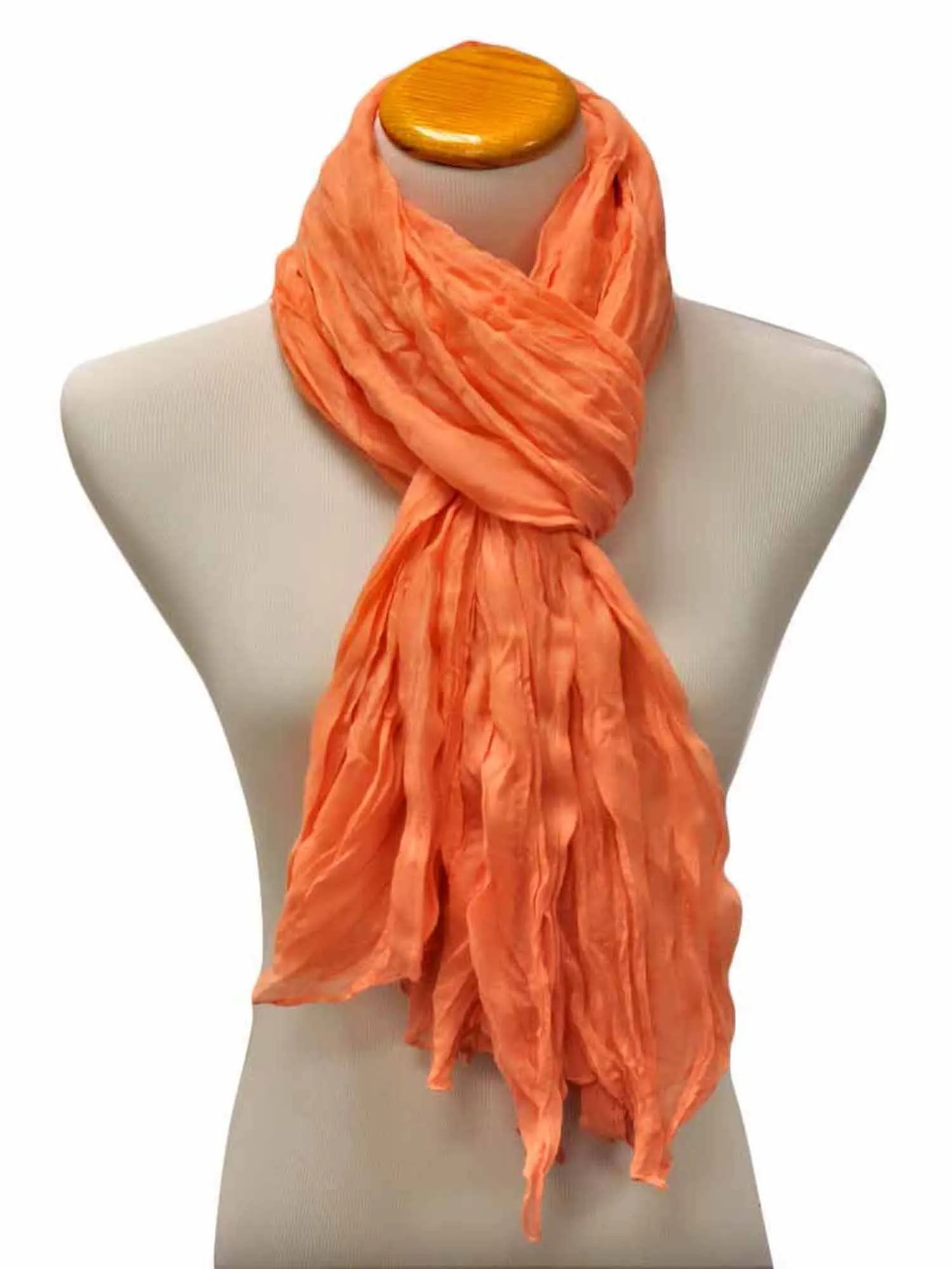 Peach Crinkled Texture Summer Scarf