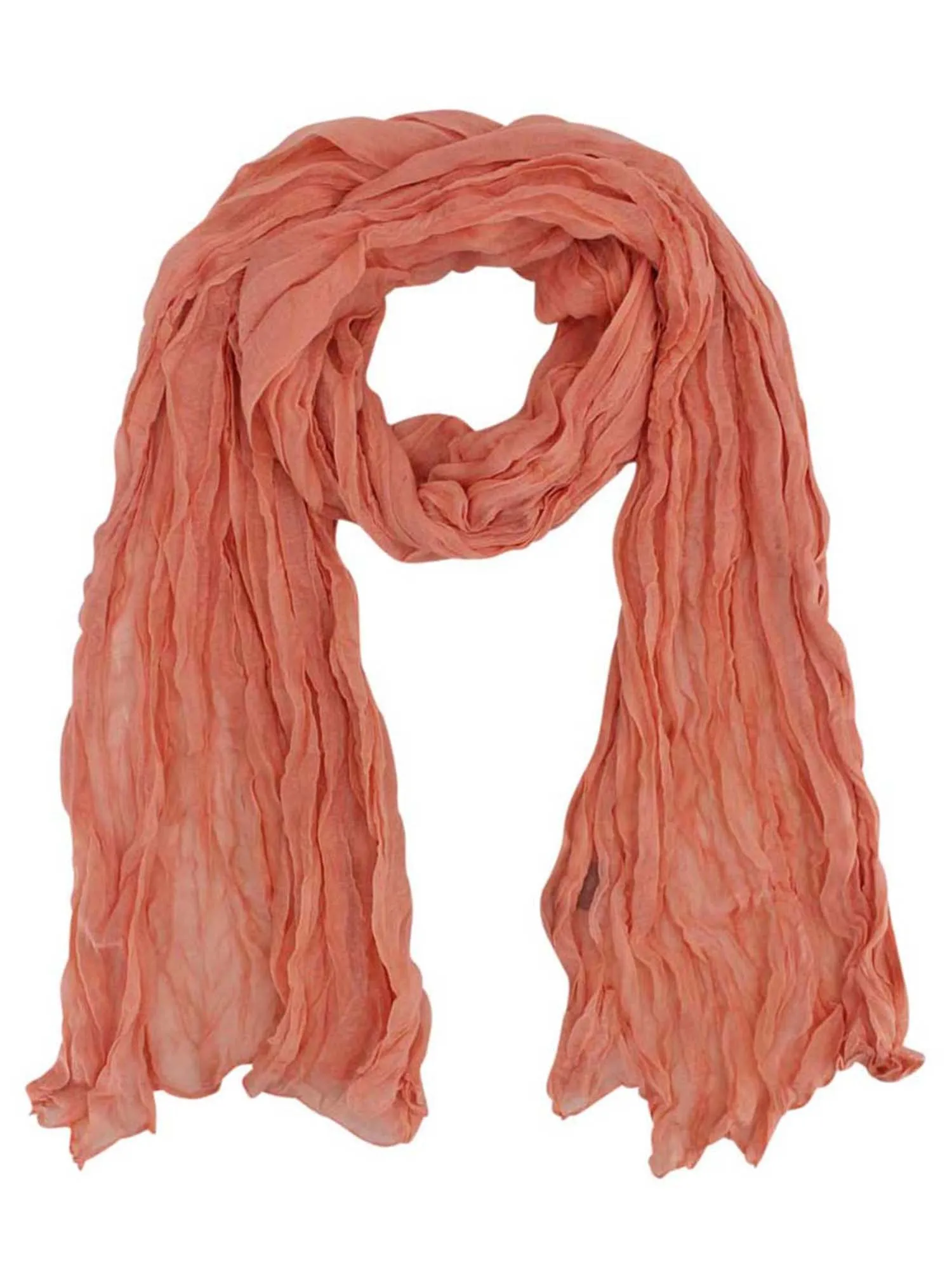 Peach Crinkled Texture Summer Scarf