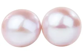 Pink Freshwater Pearl Stud Earrings Sterling Silver 12mm