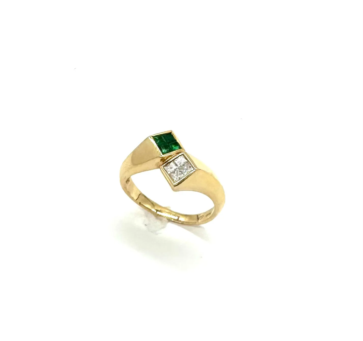 Quad Set Emerald & Diamond Bypass Ring