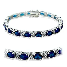 Rhodium Brass Bracelet with Synthetic Spinel in Sapphire for Women Style 415501