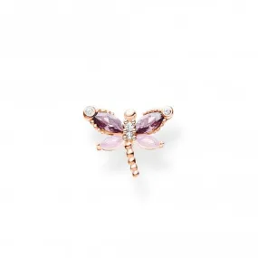 Rose Gold Plated Zirconia Dragonfly Single Ear Stud H2188-321-7