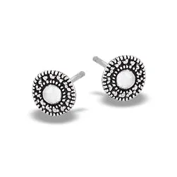 Round Bali Style Granulated Silver Stud