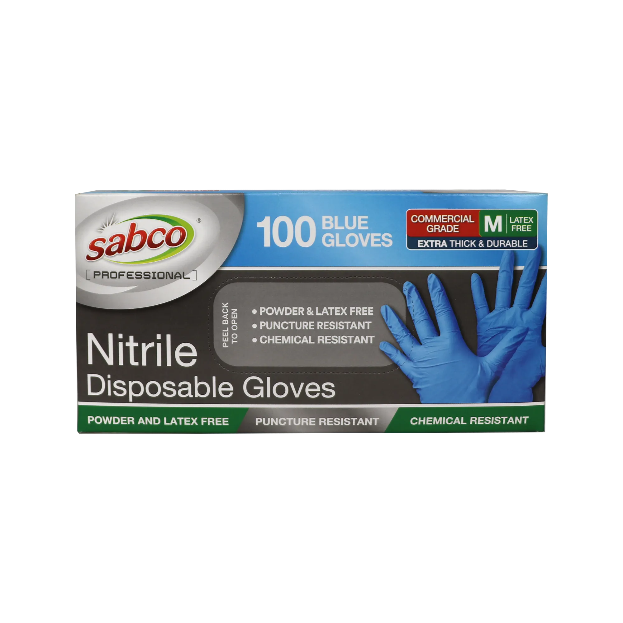 Sabco Nitrile Gloves Powder Free Medium Blue