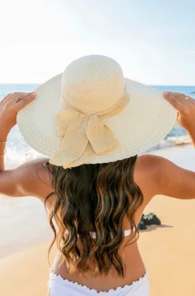 Scallop Edge Bow Accent Sun Hat - Natural