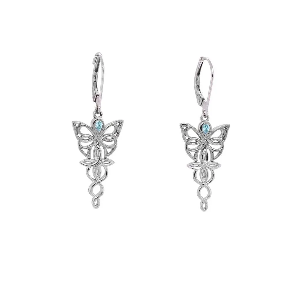 Silver Butterfly Earrings-Topaz