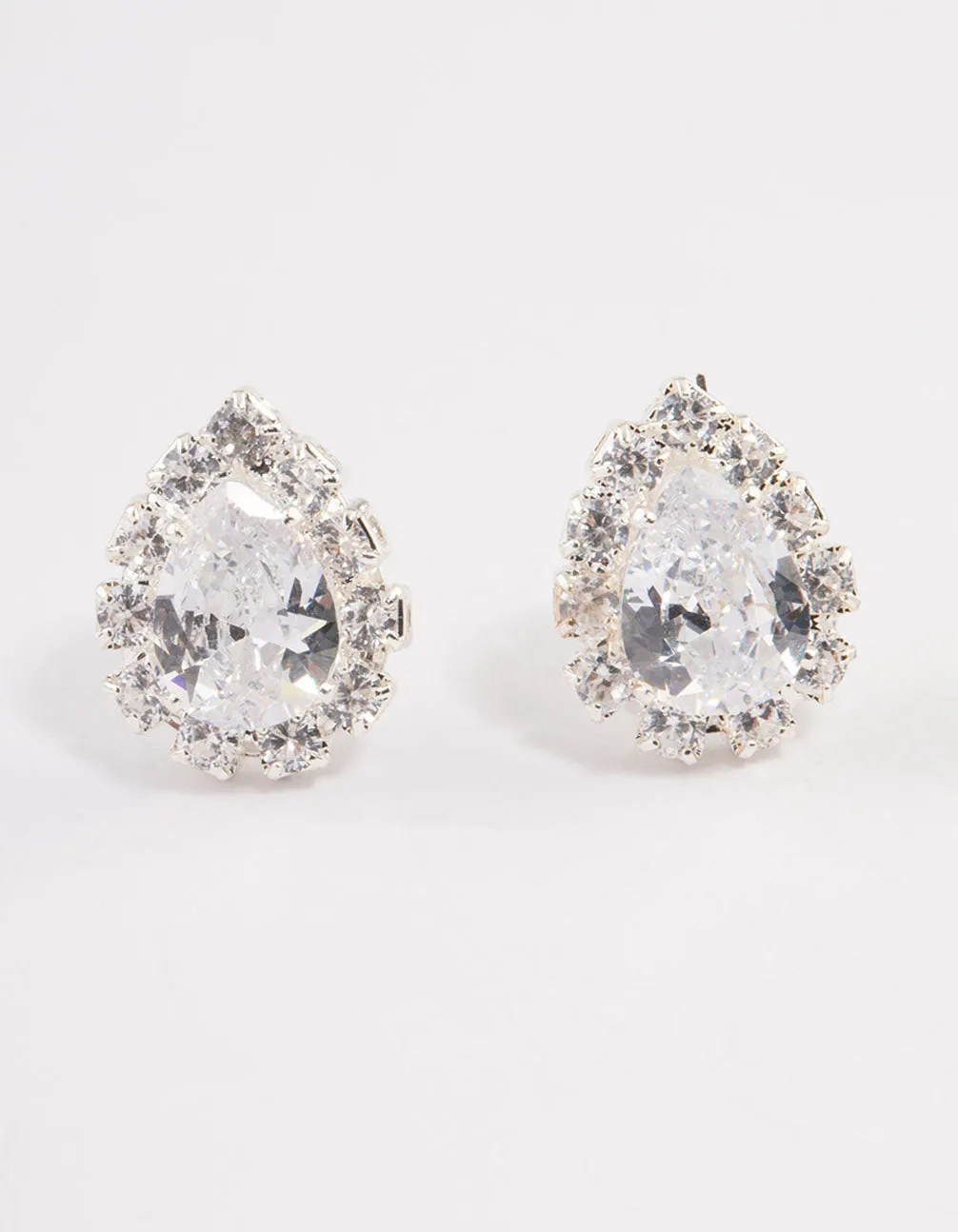 Silver Fancy Cubic Zirconia Pear Earrings Pack