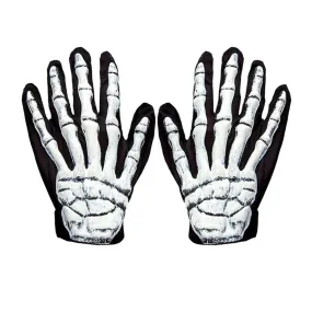 Skeleton Gloves Adults Black White 3D Bones Halloween