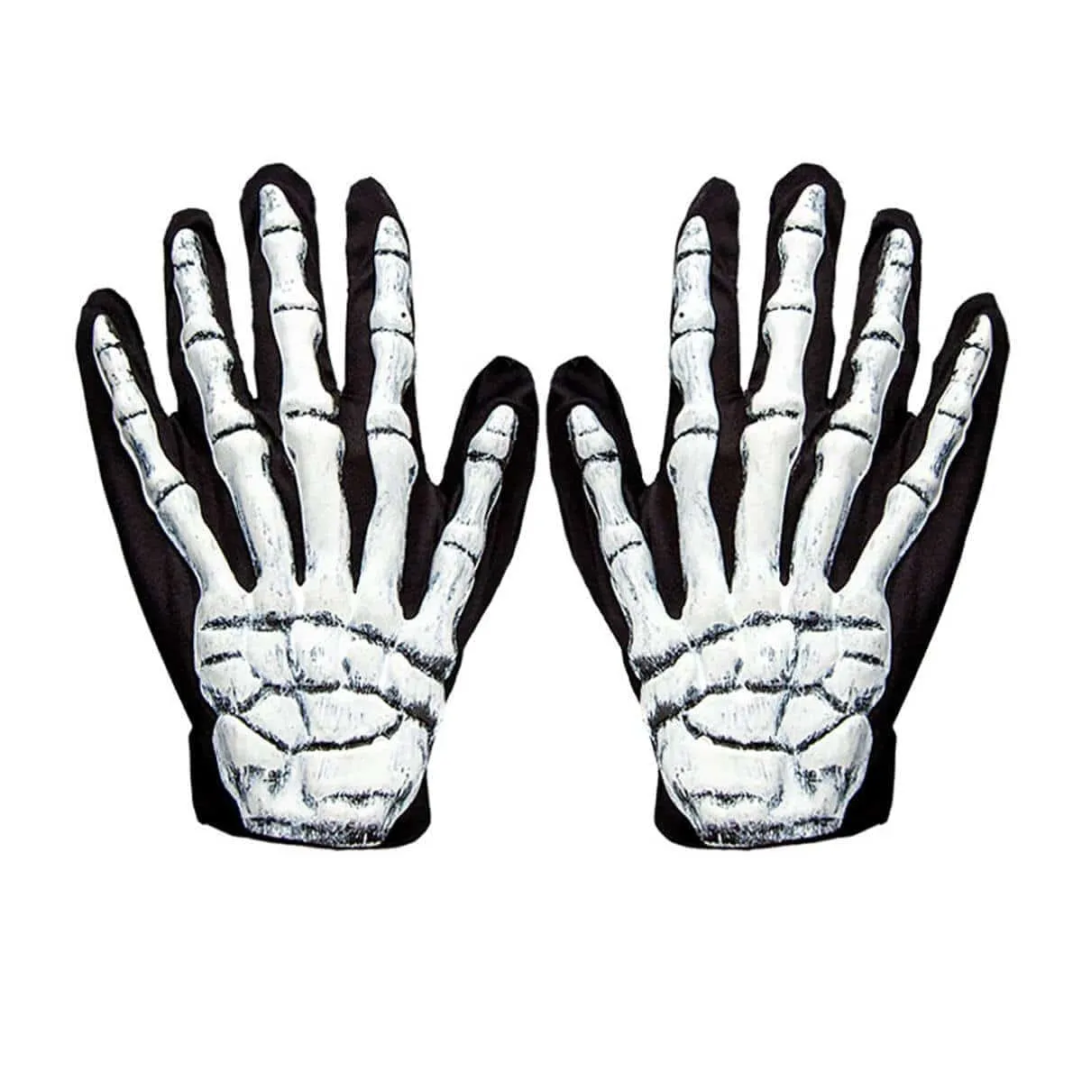 Skeleton Gloves Adults Black White 3D Bones Halloween