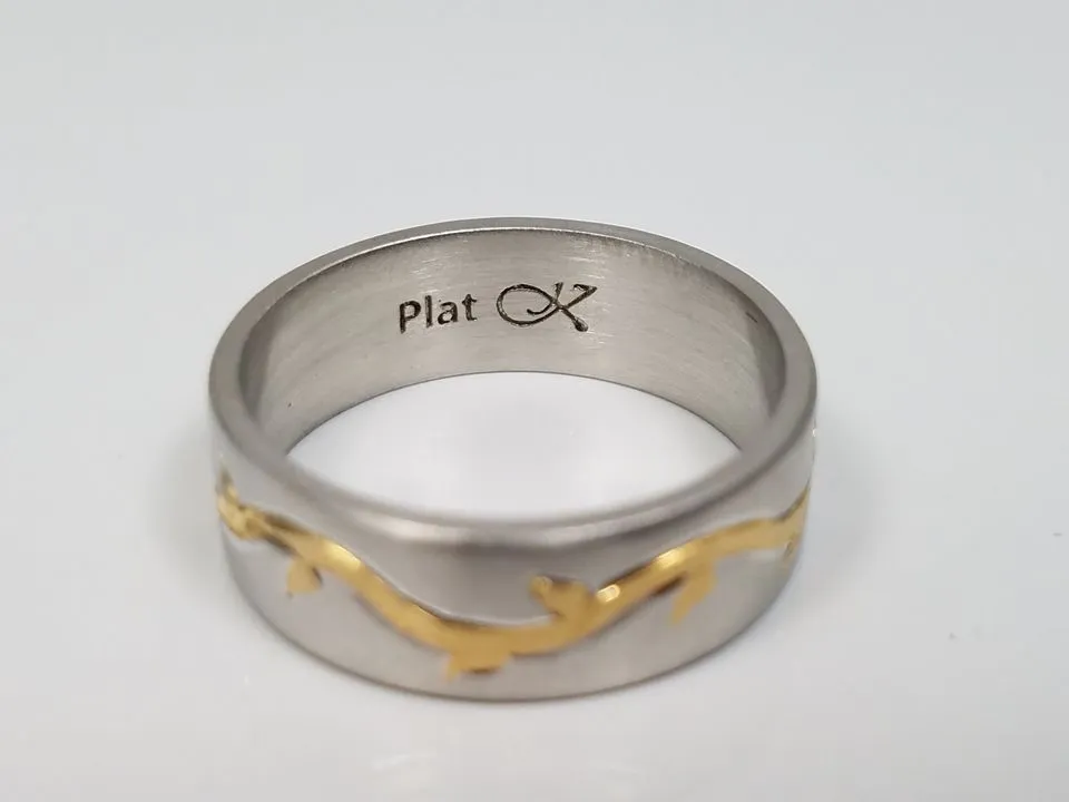 Sleek Platinum w/Gold Inlay Ring Band