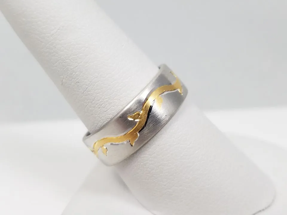 Sleek Platinum w/Gold Inlay Ring Band