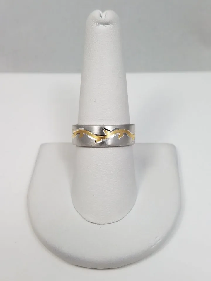 Sleek Platinum w/Gold Inlay Ring Band