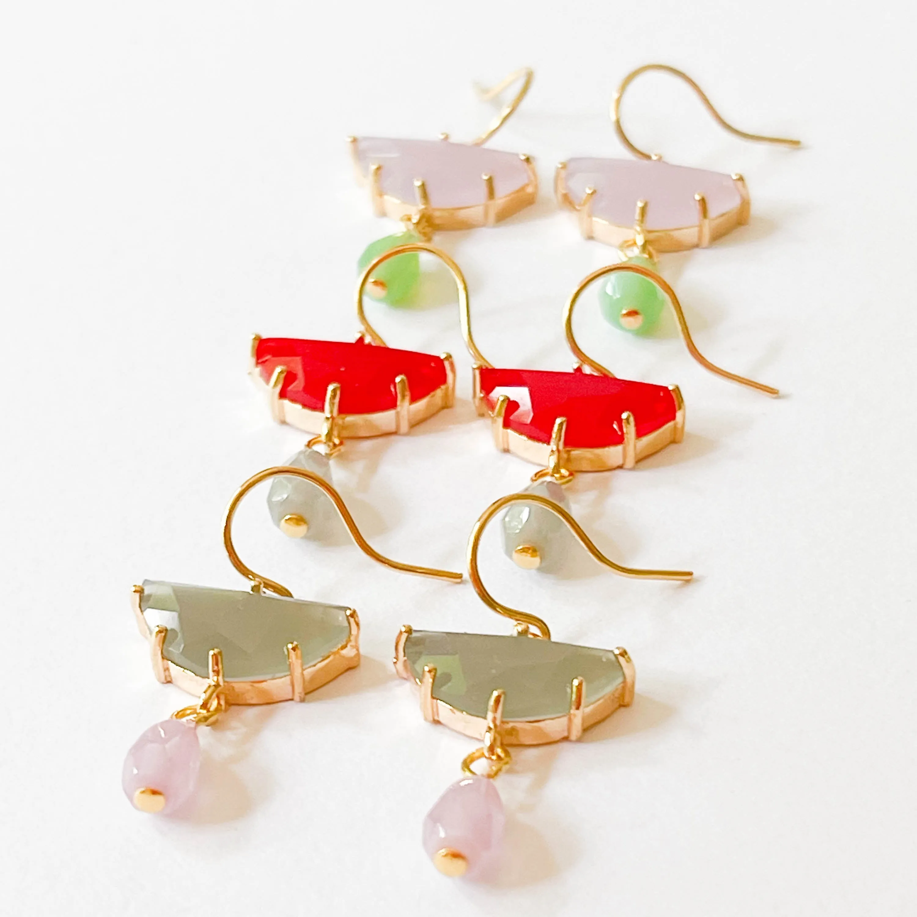 Small Colorful Half Moon Earrings - WS