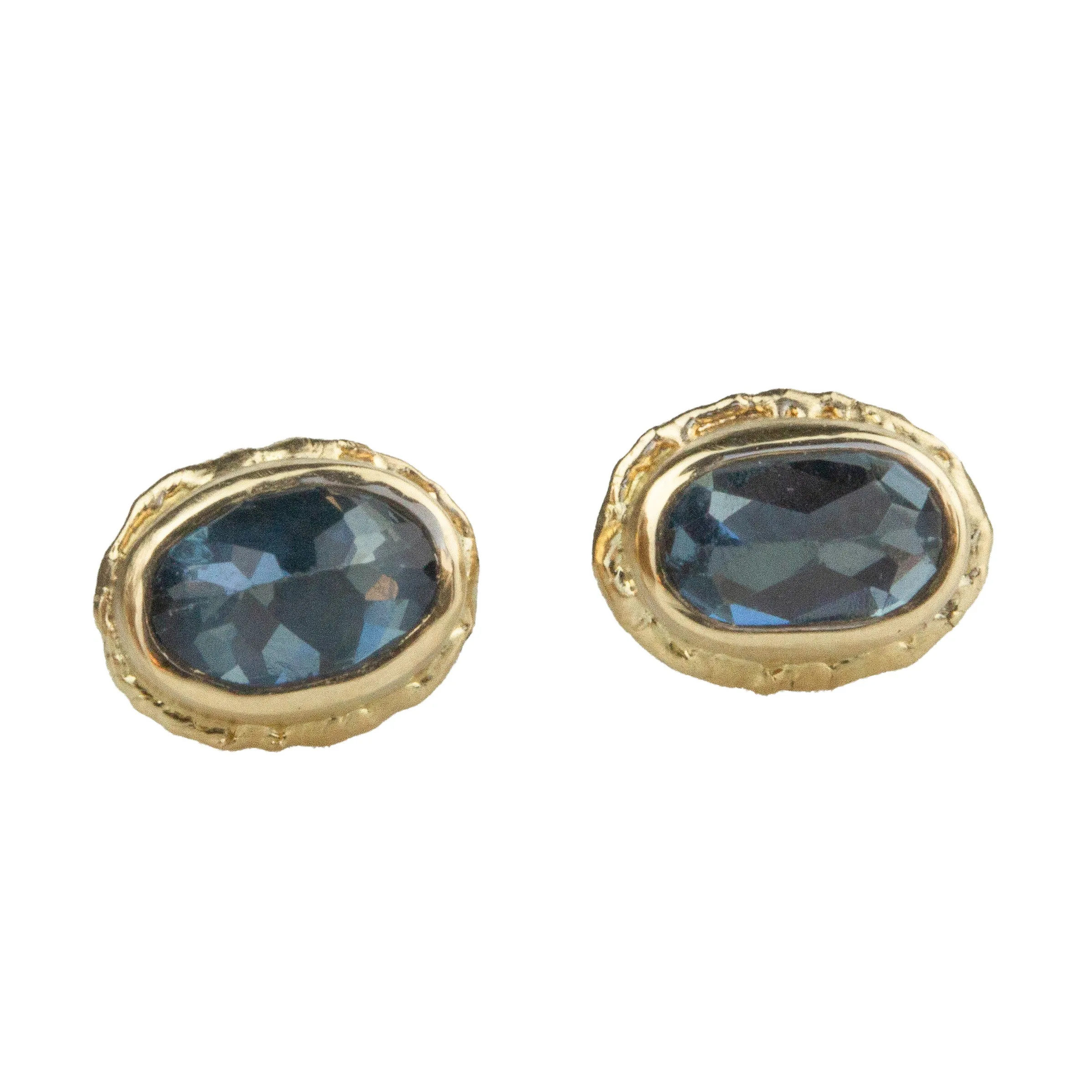 Small London Blue Topaz Post Earrings