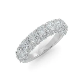 Starburst 3-Row Natural Round cut Diamond Wedding Band