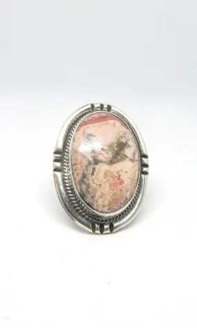 STONE IN LOVE Chimney Butte Pink Jasper & Silver Ring, Sz 10