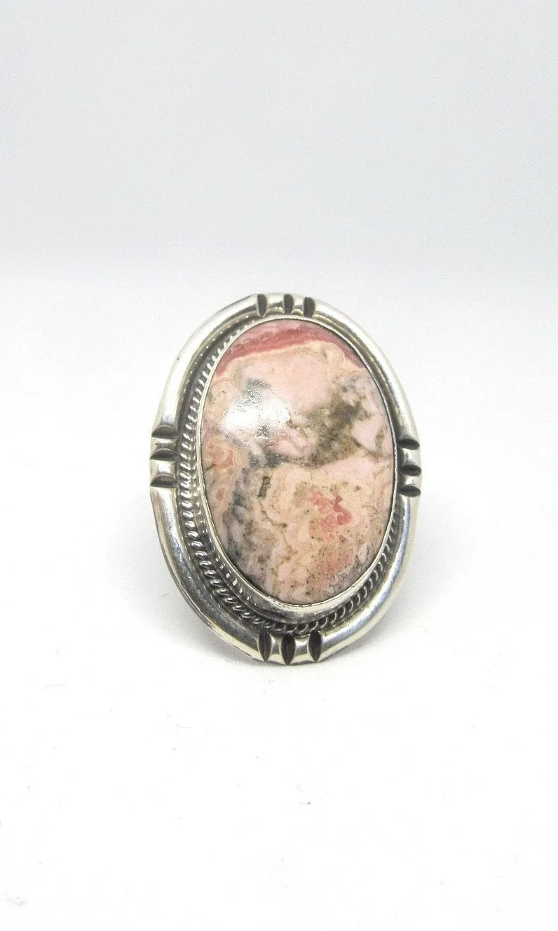 STONE IN LOVE Chimney Butte Pink Jasper & Silver Ring, Sz 10