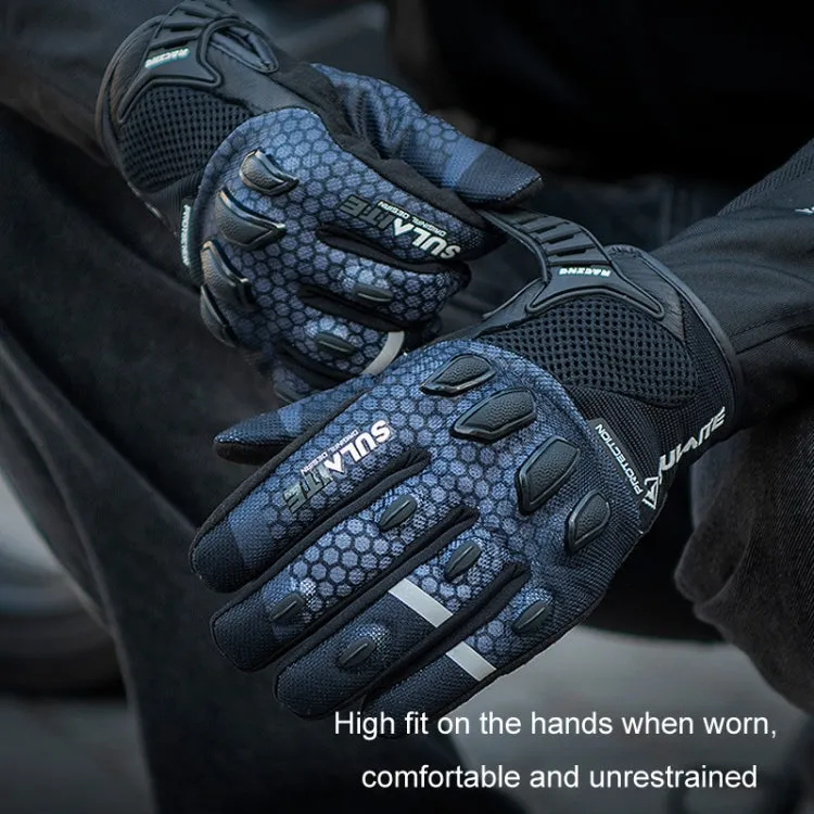 SULAITE Motorcycle Anti-fall Touch Screen Breathable Mesh Cycling Gloves, Size: M(Black)