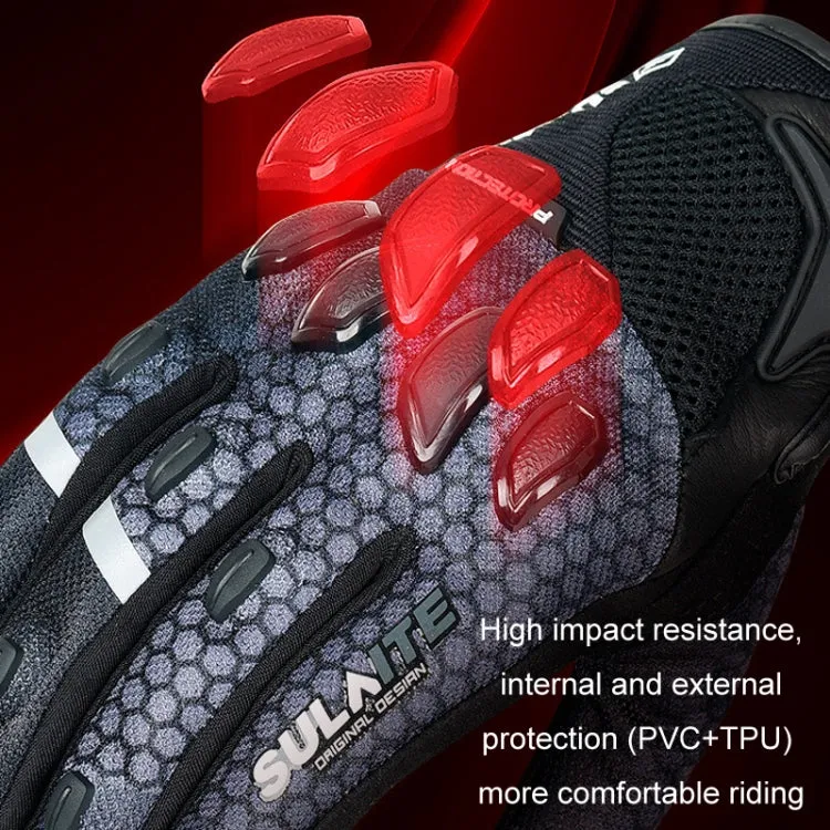 SULAITE Motorcycle Anti-fall Touch Screen Breathable Mesh Cycling Gloves, Size: M(Black)