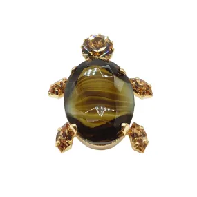 Swarovski Crystals Large Turtle Lapel Brooch