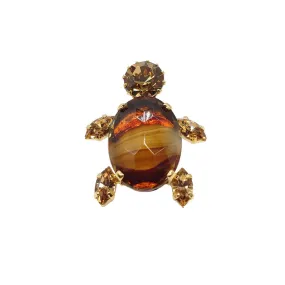 Swarovski Crystals Small Turtle Lapel Brooch