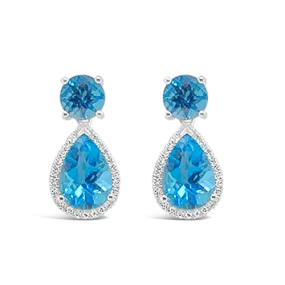 Swiss Blue Topaz & Diamond Earrings