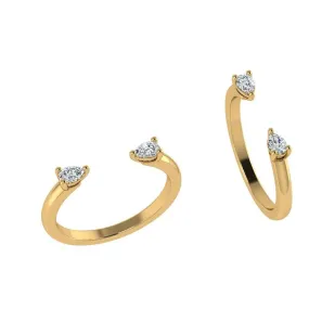 Teardrop Diamond Open Ring Yellow Gold