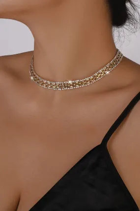 Thick Rhinestone Watch Chains Choker Necklace- Gold or Silver