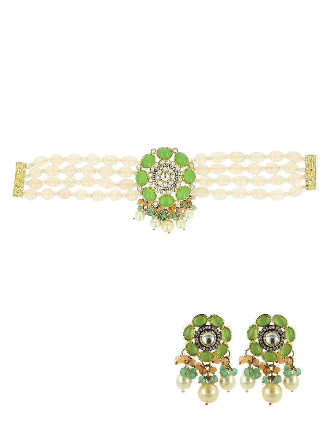 Tina Dhanak In Precious Choker Beaded Necklace Set