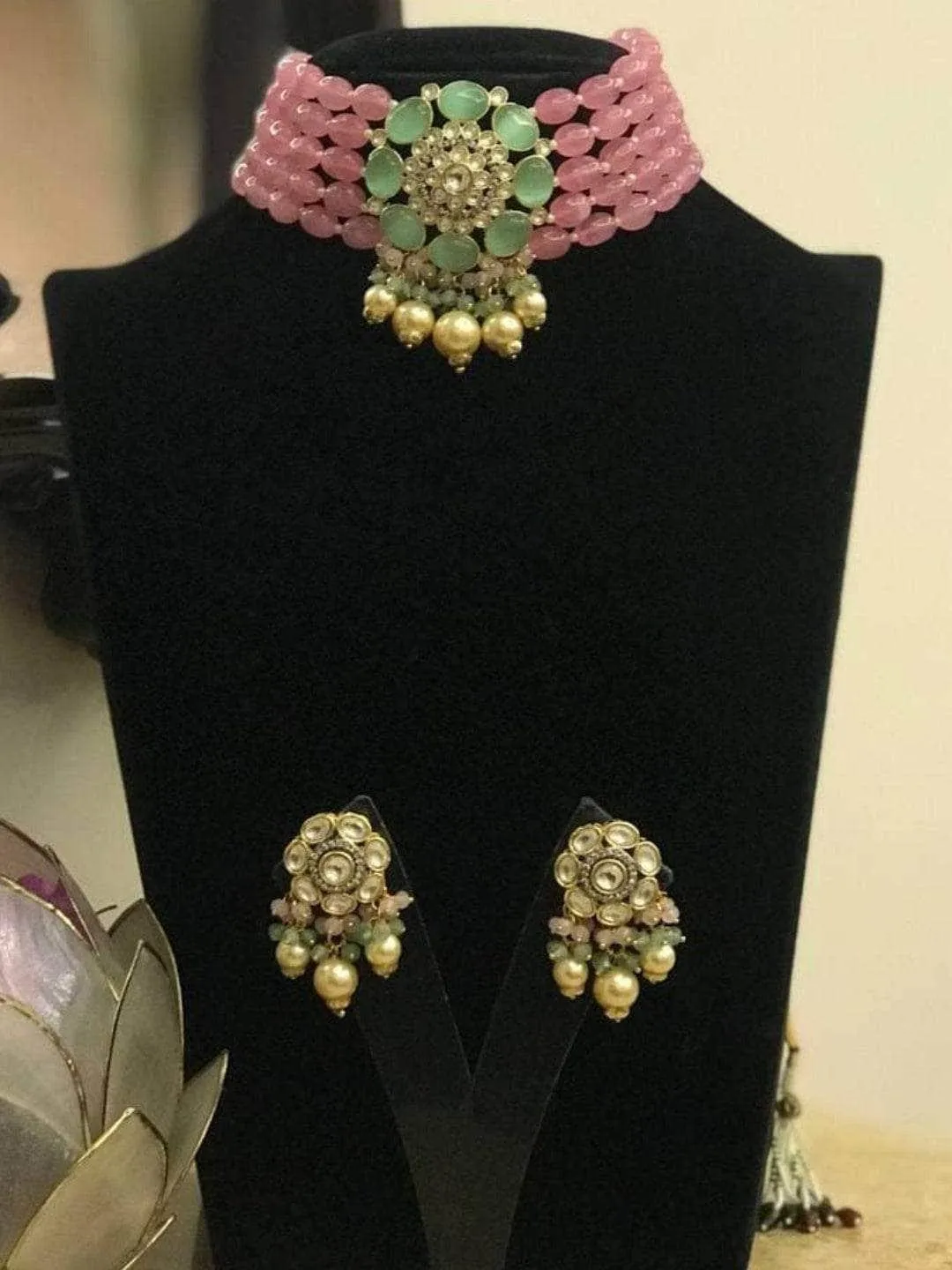 Tina Dhanak In Precious Choker Beaded Necklace Set