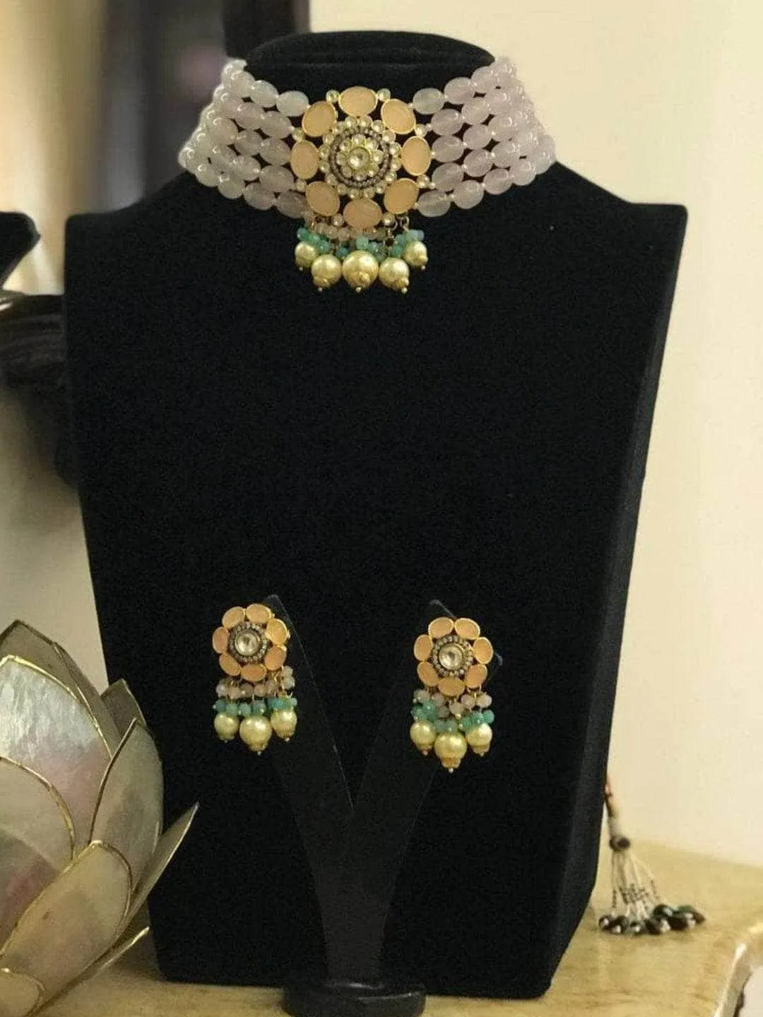 Tina Dhanak In Precious Choker Beaded Necklace Set