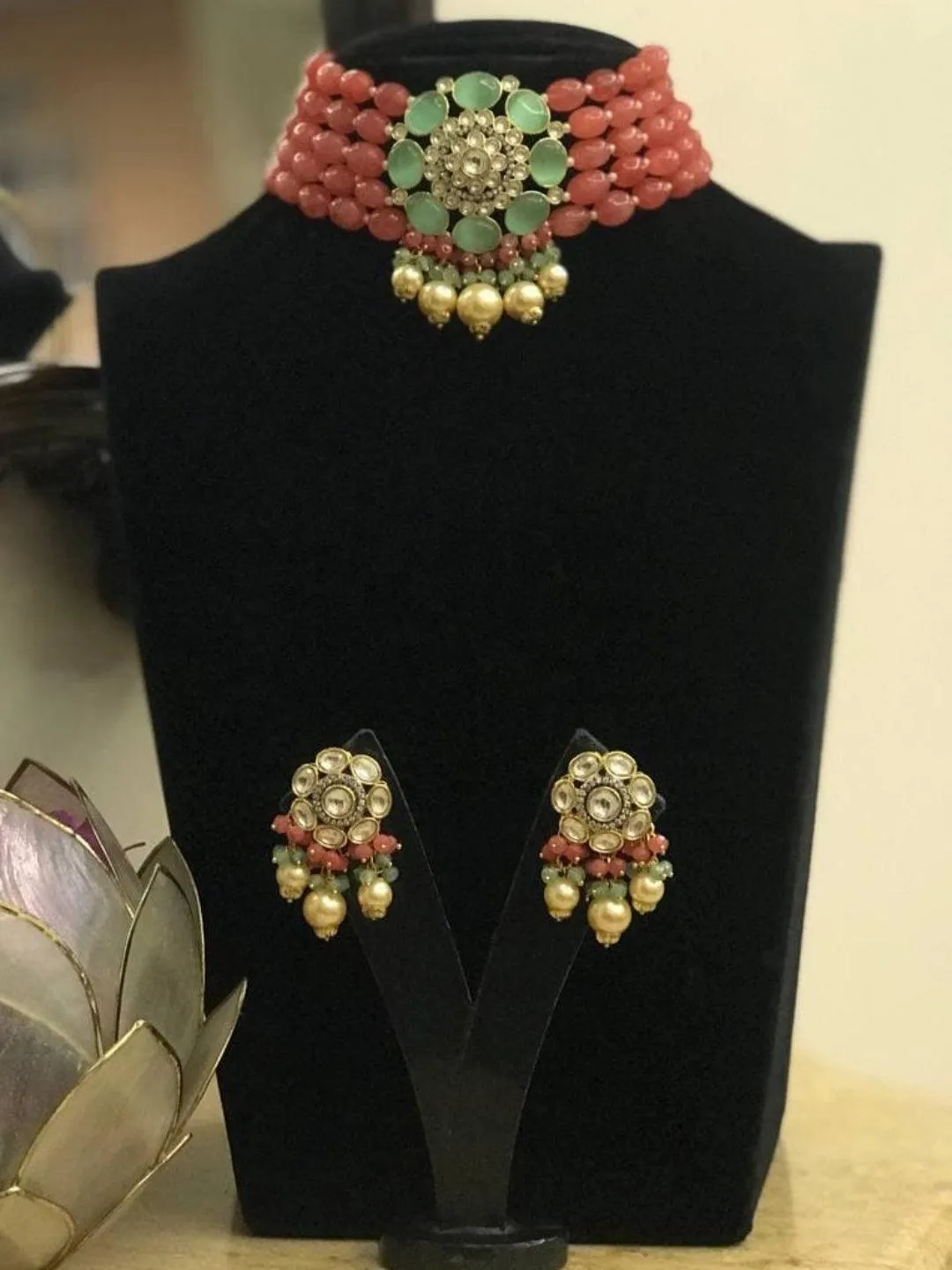 Tina Dhanak In Precious Choker Beaded Necklace Set