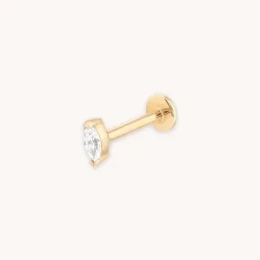 Topaz Marquise Piercing Stud 6mm in Solid Gold