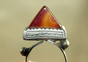 Tuareg Hair Ring with Carnelian Stone