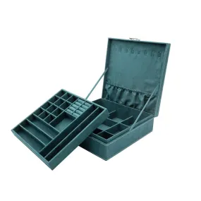 Two-Layer Jewelry Box Organizer Case With Lock -Blss0003 Green