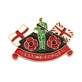 Unisex Lest We Forget Soldier Poppy Brooch