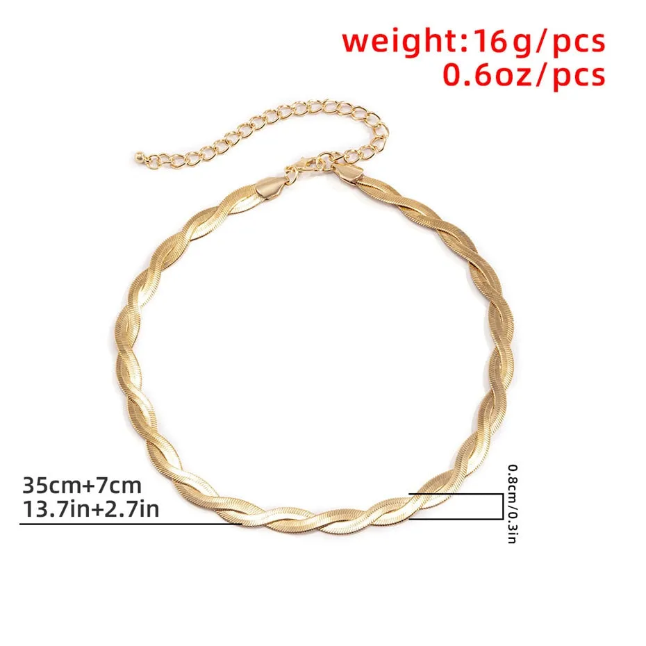 VenusFox Unique Twisted Snake Chain Necklace for Women Sexy Vintage Flat Blade Aircraft Link Clavicle Choker Necklace Jewelry Bijoux 2021