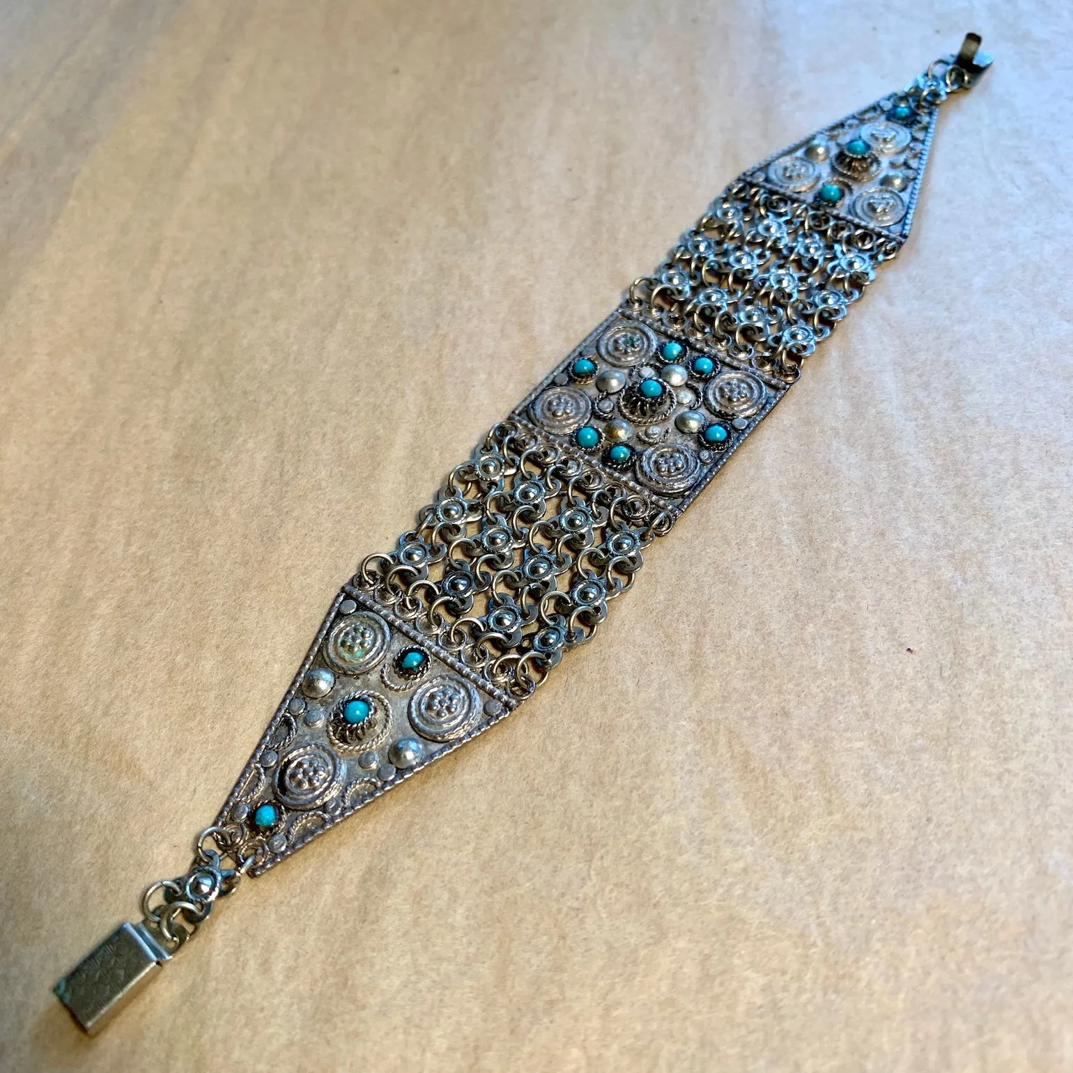 Vintage Silver & Turquoise Bracelet, Israel