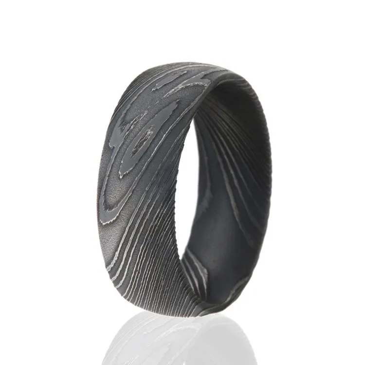 Wedding Bands Damascus Steel Wedding Ring Acid Etched USA Made Rings