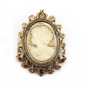 Women's Victorian Cameo Silhouette Leaf Brooch