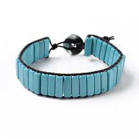 **Woven Howlite Turquoise Stacked Stone Bracelet 803u