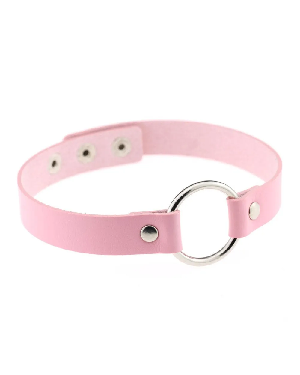 Y2K Nostalgia Faux Leather Choker With Mini Ring